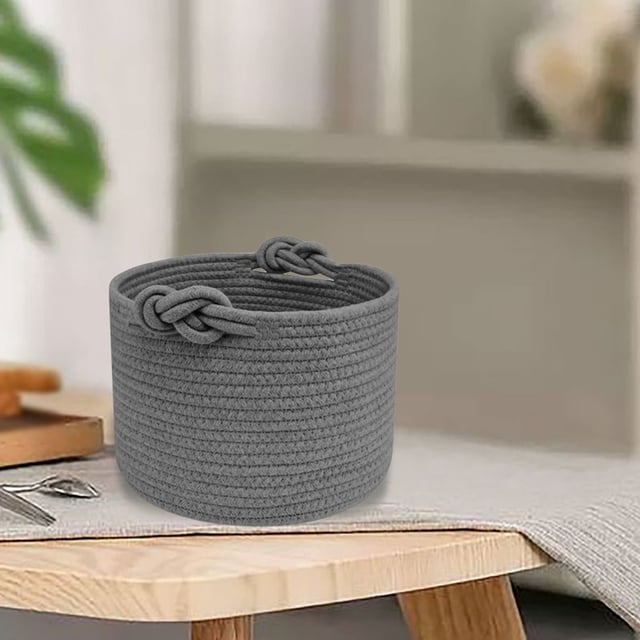 Round Rope Storage Organizer for Home and Living Room—Decorative Sturdy Textile with Handles for Bedroom Entryway and Bathroom Storage