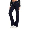thumbnail image 1 of Jeans acampanados para mujer Jeans acampanados de talle alto con pantalones de mezclilla rasgados clásicos de pierna anchaAzul oscuro12, 1 of 5