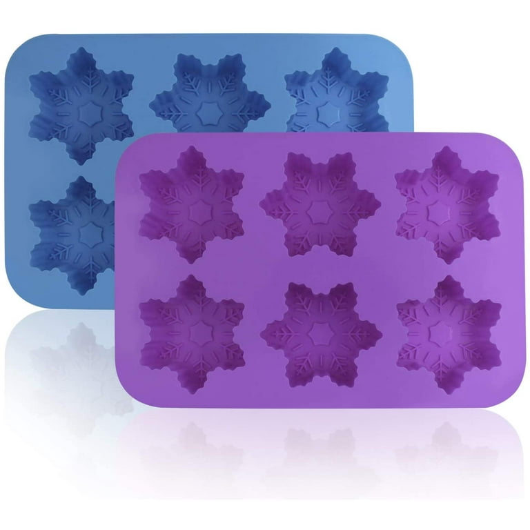 Silicone Snowflake Molds, 2 Pack Cake Pans Cookie Trays Handmade Soap  Making Moulds, Also for Chocolate Pudding Jelly Muffin Cups Kitchen Baking  Decoration, 6-Cavity - Blue, Purple 