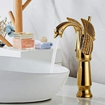 Tall Vessel Waterfall Bathroom Sink Faucet Singe Hole Swan Basin Mixer Tap Gold