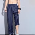 thumbnail image 6 of Mifsaly Men Lightweight Denim Style Pants Elastic Waist Drawstring Wide Leg Casual Summer Trousers Soft Breathable Loose Fit Lounge Pant with Pockets 2026 L, 6 of 9