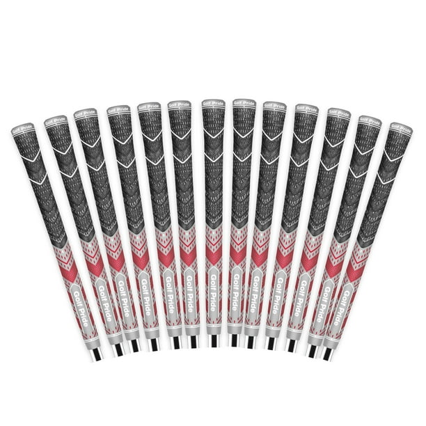 Empuñadura de golf híbrida Golf Pride MCC Plus4, paquete de 13, gris/rojo
