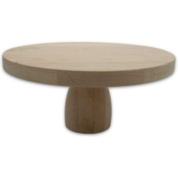 Chloe and Cotton Large Beech Wood Footed Round Wood Server Cake Stand - 11.75-inch