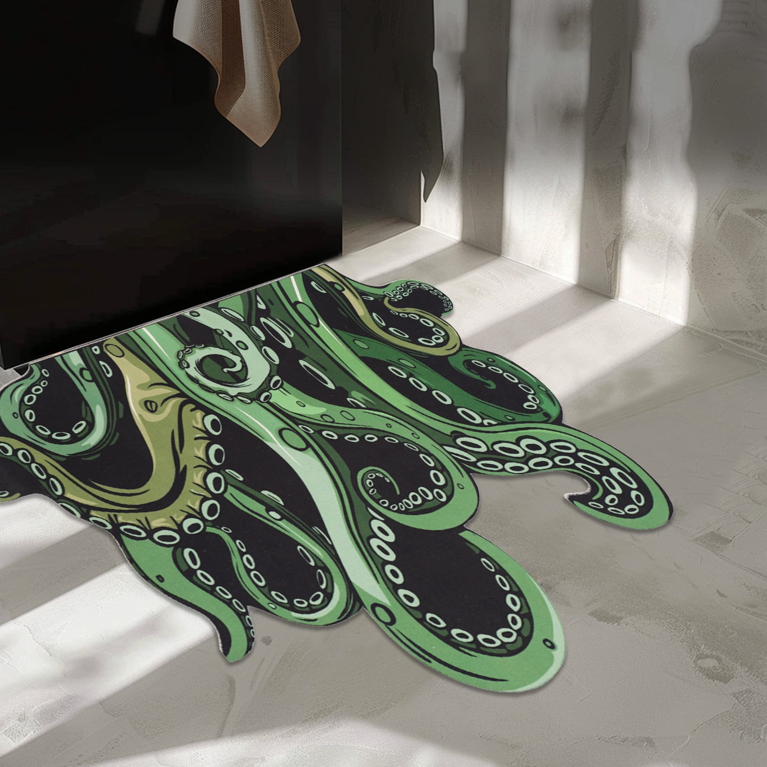 Funny Rug for Living Room, Super Absorbent Bath Mat Non Slip, Machine Washable, Goth Decor Cthulhu Octopus Shaped Shower Mat, Aesthetic Modern Rugs for Bedroom, Small Size Door Mats…