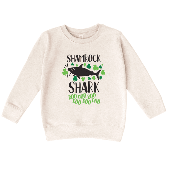 Bump and Beyond Designs St. Patrick's Day Shirt for Kids, Shamrock Shark Sweatshirt (Natural 2T)