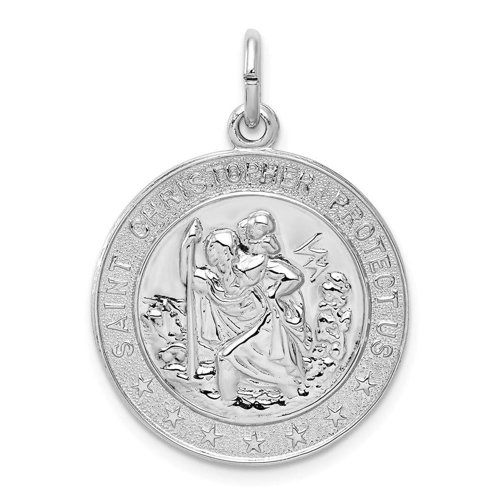 925 Sterling Silver Polished Saint Christopher Medal Charm Pendant 30mm x 21mm 925 Sterling Silver Polished Saint Christopher Medal Charm Pendant 30mm x 21mm