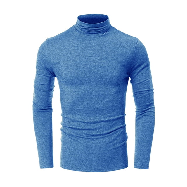 Besolor T-Shirt Col Roulé pour Hommes Ajusté Décontracté Extensible Manches Longues Basique Léger