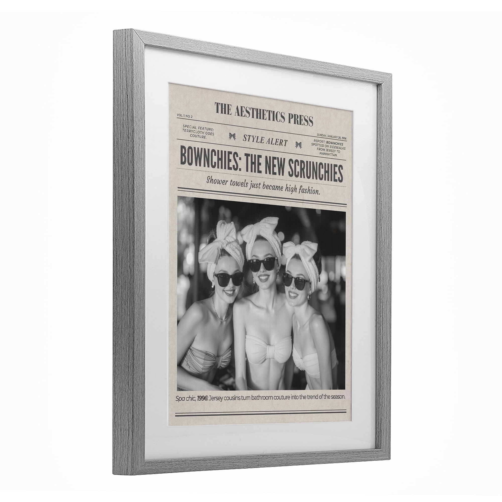 The Aesthetics Press Magazine Gray Framed Print Under Glass, design by A Barefoot Stylist