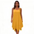 thumbnail image 5 of LWavelet Women's Plus Size Sleeveless Dress Spaghetti Strap Asymmetrical Hem Casual Loose Dress Gold 3XL, 5 of 5