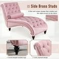 thumbnail image 5 of KINFFICT Velvet Chaise Lounge Indoor, Tufted lounge chair with Wood Legs, Leisure Accent Chair Upholstered Lounge Couch for Bedrooom Living Room, Pink, 5 of 8