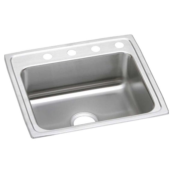 Elkay LRAD252165MR2 18 Gauge Stainless Steel 25 x 21. 25 x 6. 5 inch Single Bowl Top Mount Kitchen Sink - 2 Hole Middle &