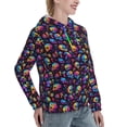 thumbnail image 6 of Fotbe rainbow color Skull mushroom Pattern Womens Long Sleeve Hoodie, Pullover Hooded Sweatshirt, Kangaroo Pocket Hoodie with Eye-catching Drawstrings-Medium, 6 of 7