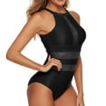 thumbnail image 7 of Holiday Promotion UTSJKR Women One Piece Swimsuit Slimming High Neck Swimwear Backless Halter Ruched Tummy Control Bathing Suit Black 8, 7 of 7