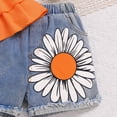 thumbnail image 5 of EnJoCho Kid Girls Clothes Outfits Bowknot T-Shirt + 2 In 1 Denim Short Skort Summer Clothing Set, Girls Shirt and Shorts Set Kindergarten Starter Pack Size 4-10 Years, 5 of 9