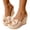 Beige, variant on Women's Bowknot Wedge Sandals Lightweight Canvas Open Toe Beach Platform Mule Non Slip Backless Walking Slides Pink Size 6.5