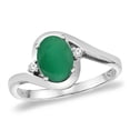 thumbnail image 1 of 14K White Gold Diamond Natural Quality Emerald Bypass Engagement Ring Oval 8x6 mm, size 7, 1 of 1
