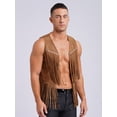 thumbnail image 4 of TiaoBug Gilet Sans Manches à Franges pour Hommes, Veste Cardigan Western Cowboy Marron TG, 4 of 24