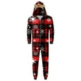 thumbnail image 4 of Mrzhqd Family Matching Christmas Pajamas Mens Christmas Pajamas Plaid Printed Onesie With Hooded Zipper Sleepwear,Red,Size Xxl, 4 of 6