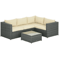 thumbnail image 1 of Outsunny 3 Pieces Garden Rattan Furniture Set with Cushions, Beige, 1 of 10