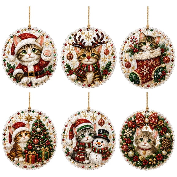 6 Pack Christmas Wooden Ornaments Diy Painting, Round Wood Craft Ornaments, Holiday Family Crafting and Christmas, 3.15 in