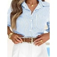 thumbnail image 3 of SMZ Striped Button Down Shirts for Women Dress Shirts Long Sleeve Casual Collared Office Work Shirt with Pocket, 3 of 5