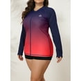 thumbnail image 5 of Sociala Women's Plus Zipper Rash Guard Long Sleeve Color Block Swim Shirt UPF 50+ Swimsuit Tops, 5 of 7