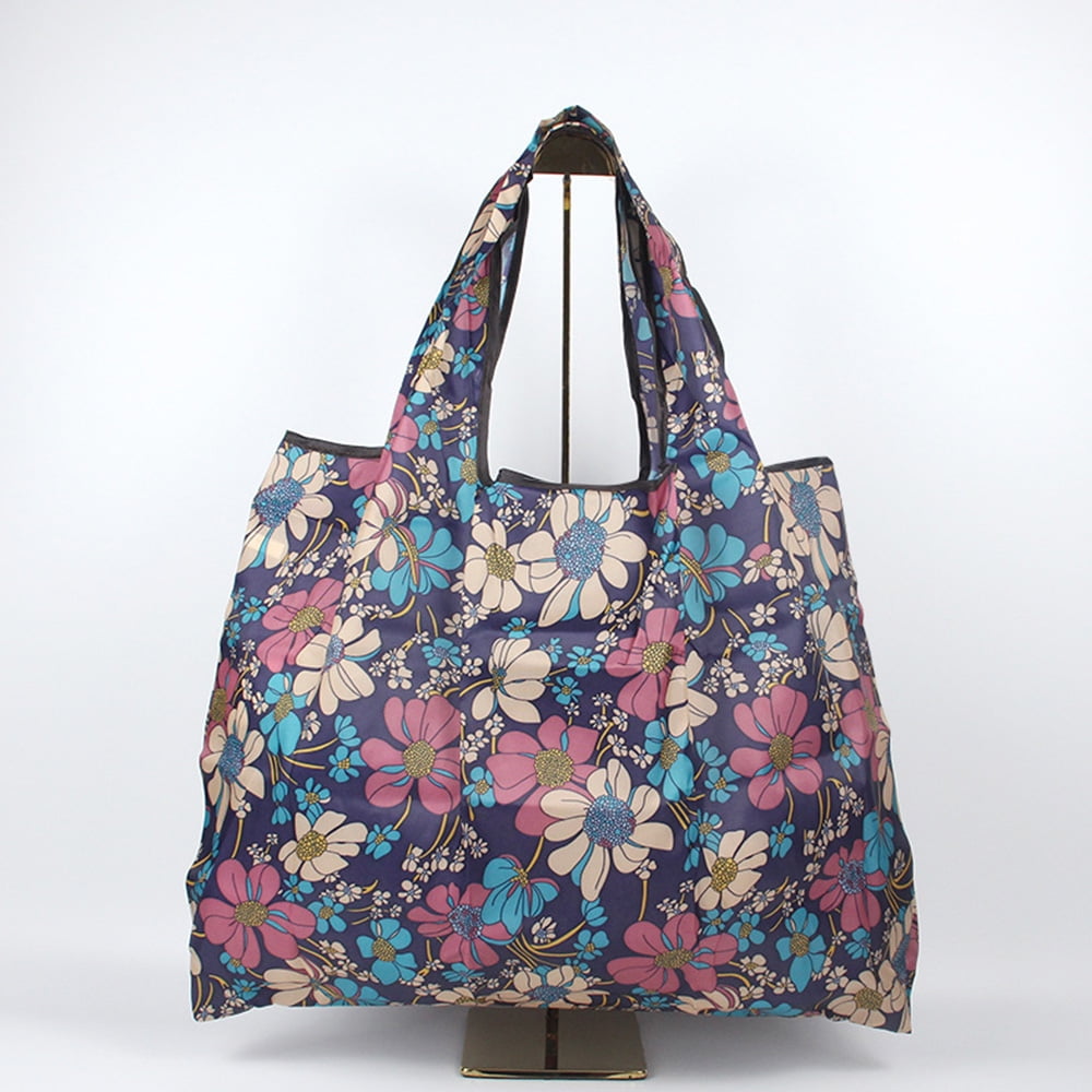 Reusable Grocery Bag Foldable Eco Friendly Shopping Tote In Floral Design 