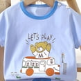 thumbnail image 4 of OYXSER Toddler Baby Boy Clothes Summer Outfits Print Short Sleeve T-Shirt and Shorts Set Cool Short Sets, Sky Blue 3-4T, 4 of 4