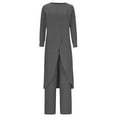 thumbnail image 2 of Dwaogom Fashion Woman Round Neck Solid Long Sleeve Blouse Long Pants Elastic Waist Loungewear Sets Women'S Outfits Women's Hoodies 2024 Fall Outfits, 2 of 4