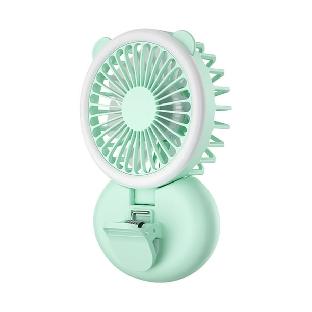 Mini ventilador pequeño con luz de Clip, portátil, de mano, con cuello plegable, para estudiantes, dormitorio, escritorio, carga USB Wmkox1620yii hfskjfh1613