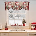 thumbnail image 2 of Christmas Tie Up Valances Curtain, Xmas Santa Poinsettia Holly Bowknot Wood Grain Red Adjustable Rod Pocket Short Window Treatment Tie Up Curtains Valances for Kitchen Living Room Bathroom 54x18 In, 2 of 9