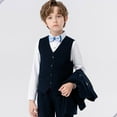 thumbnail image 6 of Gelikeya Boys Suits for Weddings Size 14-15 Navy Slim Fit Suit Vest Shirt Pants Bowtie 5 Piece Tuxedo Set Wedding Ring Bearer Outfit (Gifts for Toddler Kids), 6 of 7