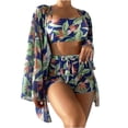 thumbnail image 2 of Spring Saving GaThRRgYP Womens Bikinis Swimsuits,Ladies Fashion Flower Print Lacing Split Bikini Women's Swimsuit Long Sleeve Smock Suit, 2 of 6