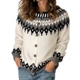 thumbnail image 5 of JUUNthy Womens Cardigan Sweater, Vintage Pattern Button Down Long Sleeve 2026 Fashion Casual Knit Outerwear Khaki M, 5 of 9