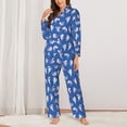 thumbnail image 2 of KLL Party Shark Cute Print Women's Long Sleeve Pajamas with Pants Sleepwear Loungewear 2 Set-Large, 2 of 7