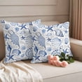 thumbnail image 2 of Navy Blue Coastal Outdoor Waterproof Pillow Covers, Nautical Ocean Shell Starfish Sea Decorative Square Throw Pillowcase Sofa Cushion Sham for Patio/Couch/Chair, 20"x20" 2 Pack, 2 of 8