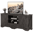 GIKPAL Farmhouse TV Stand for 65 inch TV, Entertainment Center for TVs with Storage Cabinets, Barn Door and Adjustable Shelves for Living Room, Rustic Grey