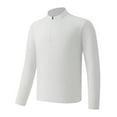 thumbnail image 3 of LMOIPLI Men's Quarter Zip Pullover Long Sleeve Sweatshirts Mock Neck Pullover Casual Stretch Workout Athletic Tops White M, 3 of 5