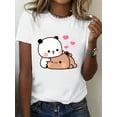 thumbnail image 1 of Couple Bear Hug and Heart Print T-Shirt for Women - Casual Sports Style, Medium Stretch Knit Fabric, Cotton, Round Neck, all-Season Comfort Tee For adult, Men, Women, Teen, Teenager, adolescent, Youth, 1 of 6