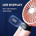 thumbnail image 2 of Ventilador de mano recargable WEIHJMXG 5 velocidades batería pantalla LED rosa Sakura, 2 of 5