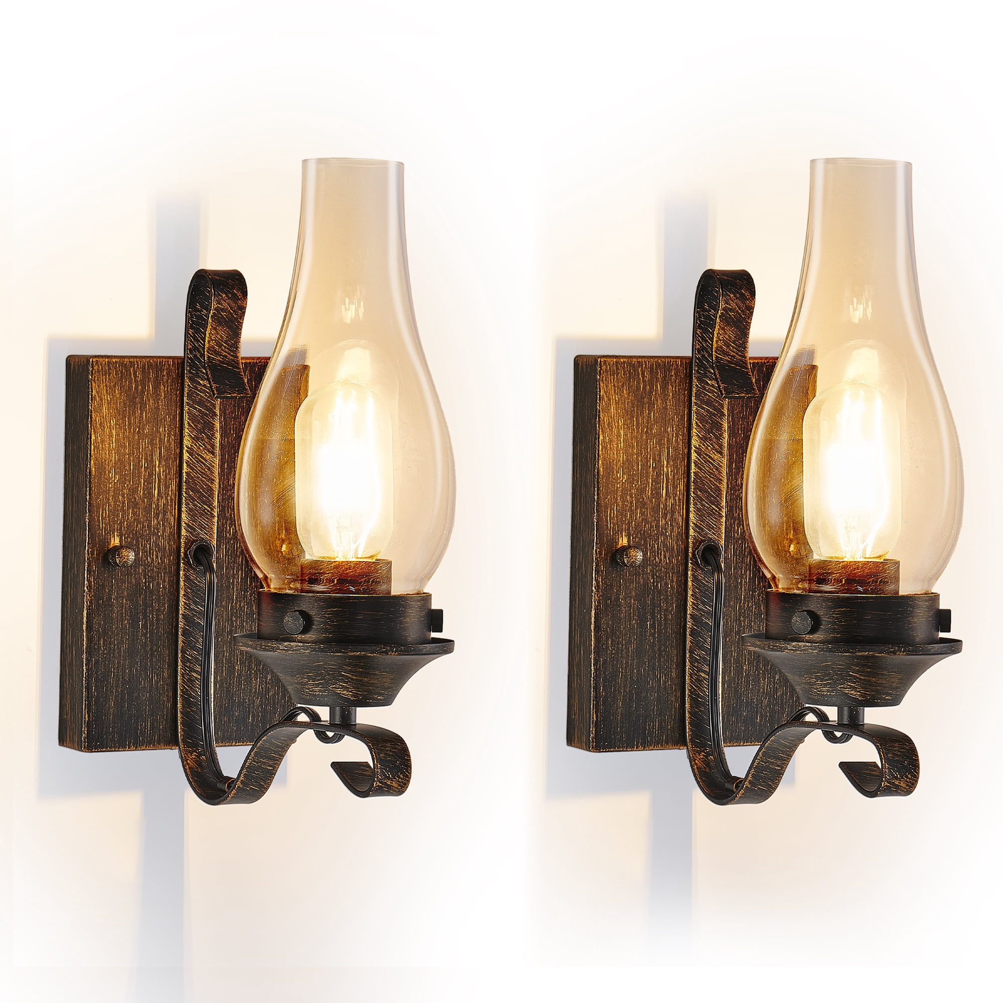 Vintage Wall Sconce With Petal Glass Shade – E26 Dimmable Sconce For Bathroom, Bedroom, Hallway