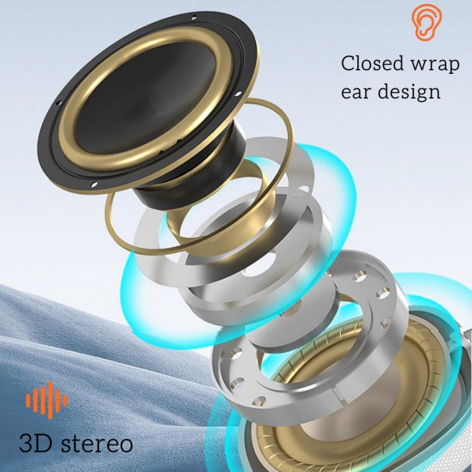 Oggfader Wireless Earbuds Bluetooth Earphone Wireless Headphones Stereo Foldable Sport Earphone Microphone Headset Handfree Black