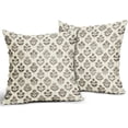 thumbnail image 2 of Dark Brown Floral Pillow Covers 20x20 Inch Set of 2, Vintage Flower Block Print Pattern Decorative Throw Pillowcases Outdoor Farmhouse Cushion Covers Spring Summer Rustic Sofa Couch Bed Decor, 2 of 6