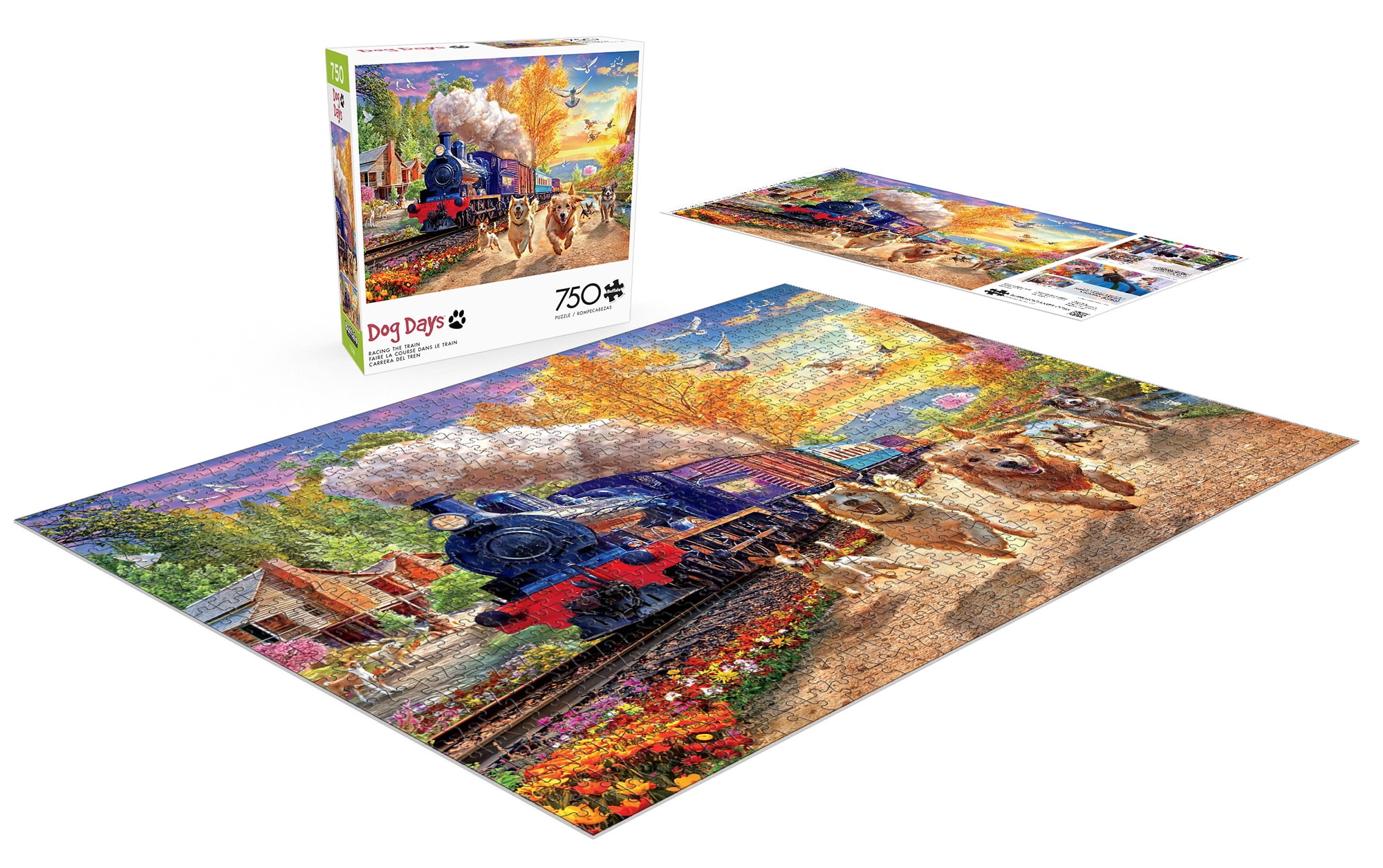 Buffalo Games 750-Piece Dog Days Racing the Train Adult Interlocking Jigsaw Puzzle