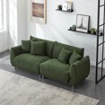 thumbnail image 4 of 86.6" Modern Sofa Couch, 2 Seater Fabric Upholstered Loveseat Sofa with Four Throw Pillows and Metal Legs, Comfy Sofa with Armrest for Living Room, Office, Apartment, Small Space, 4 of 7