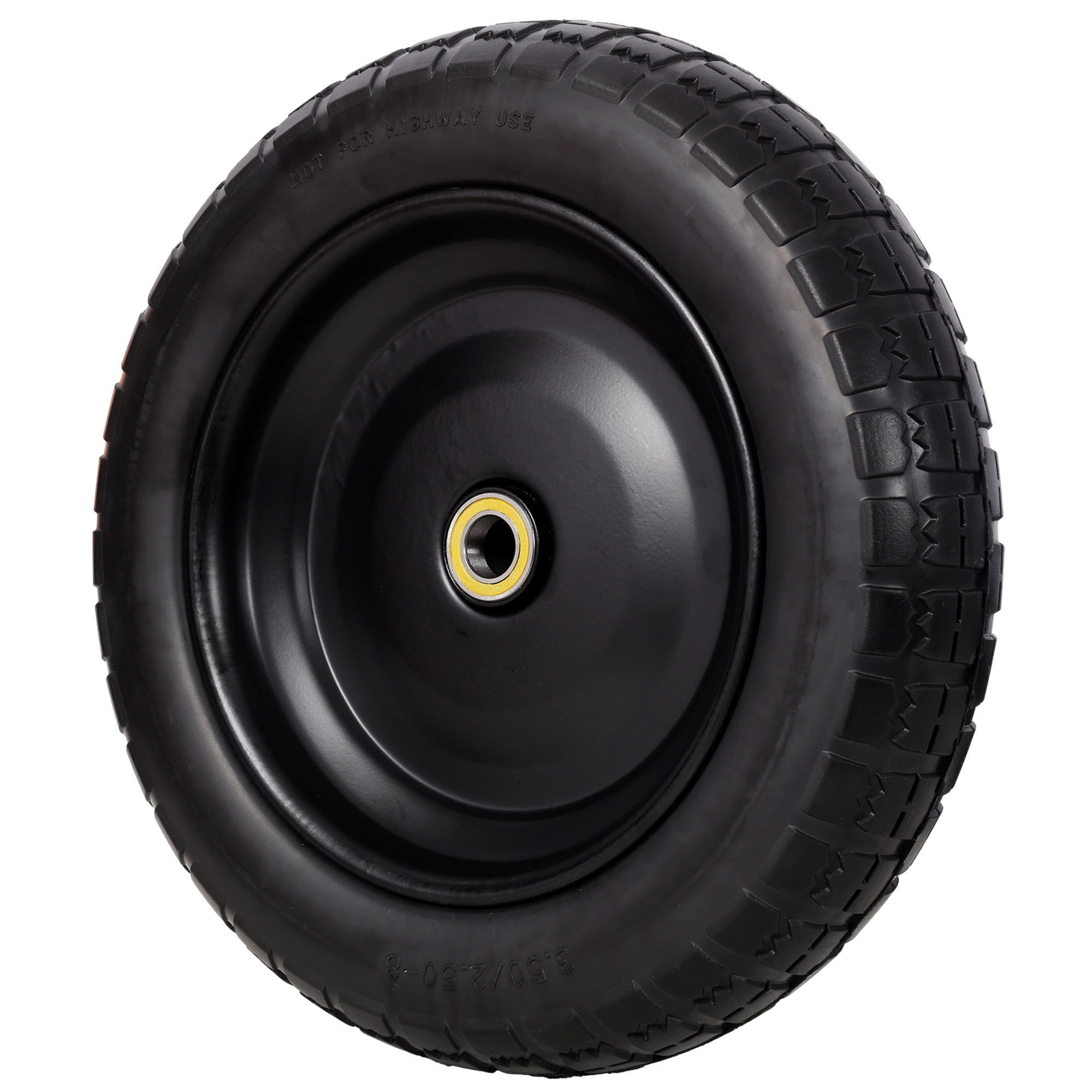 Leumius 4-Pack 13in Flat-Free PU Foam Tires Fit Wheelbarrow for Garden Wagon Cart, Hand Trucks and Utility Cart with 3/4" and 5/8" Bearings Kit