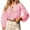 Pink, variant on Women 3/4 Sleeve Casual V-neck Blouse Hollow-out Button Tops