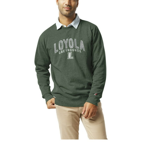Men's League Collegiate Wear  Heather Green Loyola Greyhounds  Heritage Tri-Blend Pullover Sweatshirt