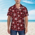 thumbnail image 2 of Yiaed Buffalo Plaid Snowflakes Print Hawaiian Shirt for Men Short Sleeve Button Down Shirts Beach Shirts for Men,3X-Large, 2 of 7
