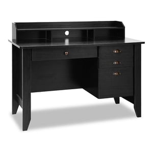 Pemberly Row Contemporain MDF Bureau d'ordinateur avec 3 Tiroirs latéraux en finition noire